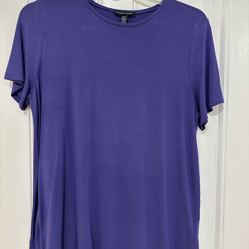 Eileen Fisher Vibrant Purple Short Sleeve Tee